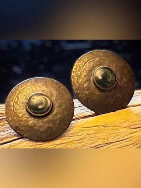 Gold-Tone Disc Stud Earrings with Center Accent